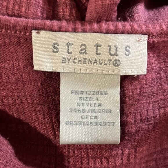 Status by Chenault Dusty Rose Pink Top Waffle Knit Crochet Lace Inset Size Large - Picture 7 of 8